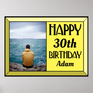 Gelbes 30er Art Deco Geburtstagsfoto Poster