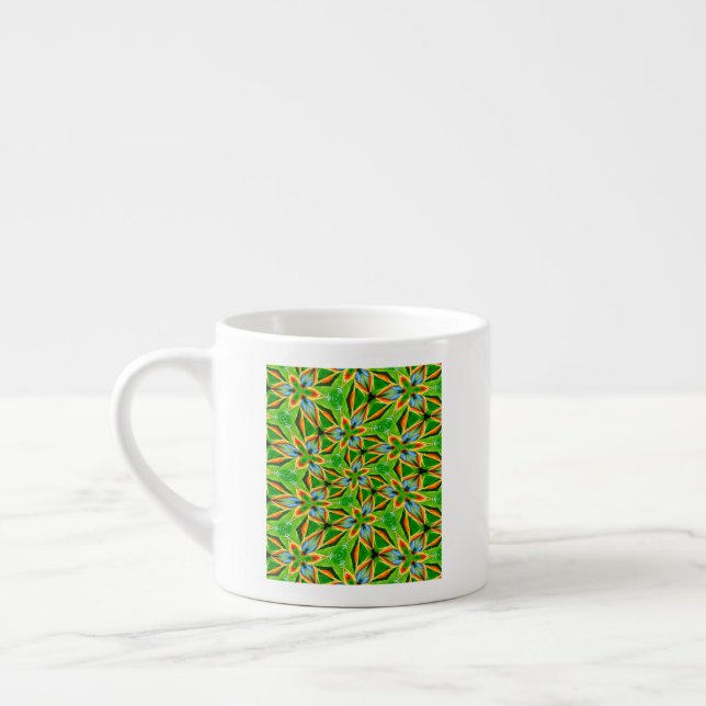 Gelbes Abstraktes Blume Muster Espressotasse (Links)