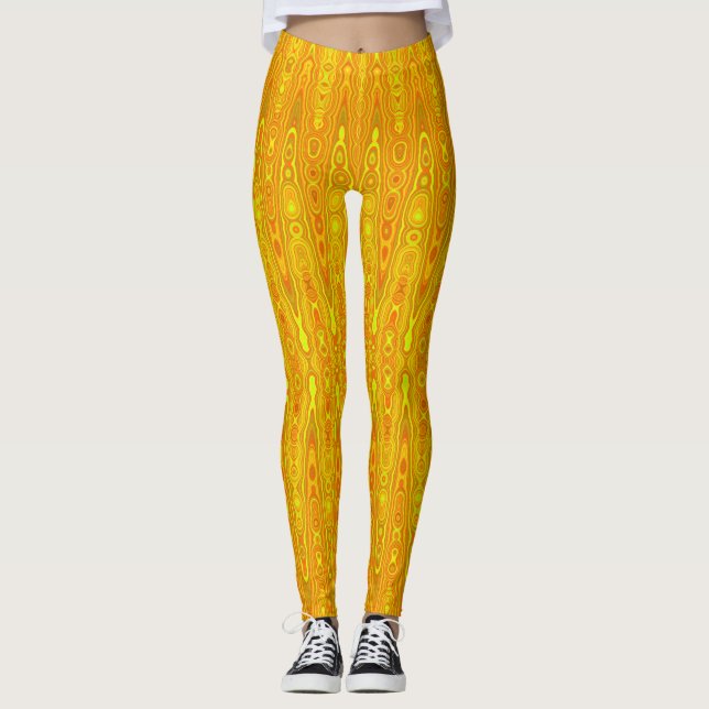 Gelbes abstraktes Muster Leggings (Vorderseite)