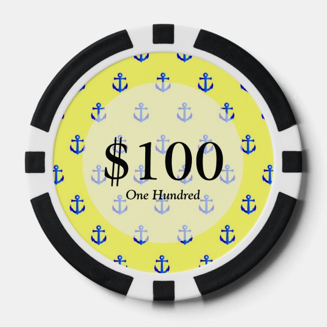 Gelbes Ankermuster Pokerchips (Vorderseite)
