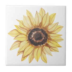 Gelbes Aquarell-Sonnenblumen-Keramikfliese Fliese