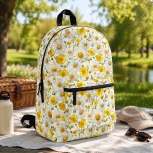 Gelbes Aquarell-Wildblumenmuster Bedruckter Rucksack