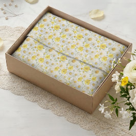 Gelbes Aquarell-Wildblumenmuster  Seidenpapier