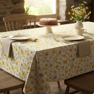 Gelbes Aquarell-Wildblumenmuster  Tischdecke