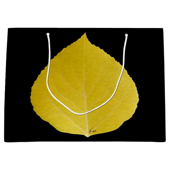 Gelbes Aspen-Blatt #5 Große Geschenktüte (Vorderseite)