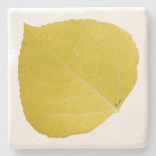 Gelbes Aspen-Blatt #5 Steinuntersetzer