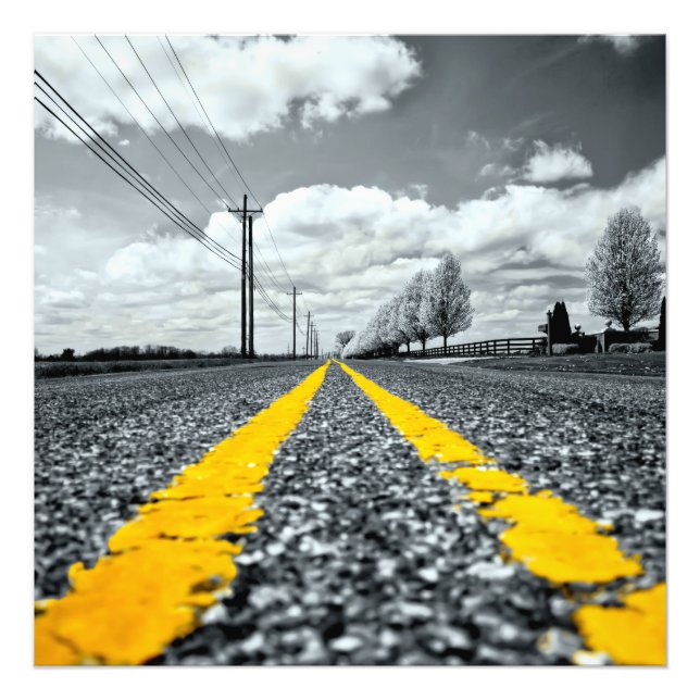 Gelbes Asphalt Highway Road Creative Fotografy Fotodruck (Vorne)