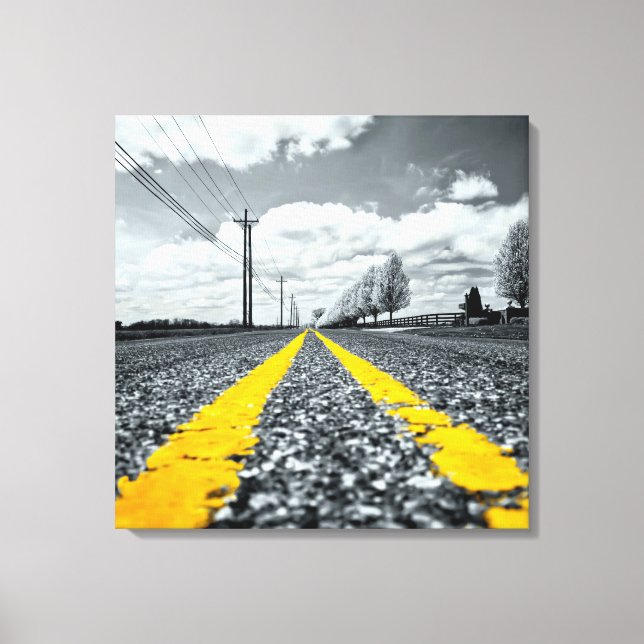 Gelbes Asphalt Highway Road Creative Fotografy Leinwanddruck (Vorderseite)