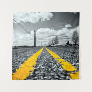 Gelbes Asphalt Highway Road Creative Fotografy Wandteppich
