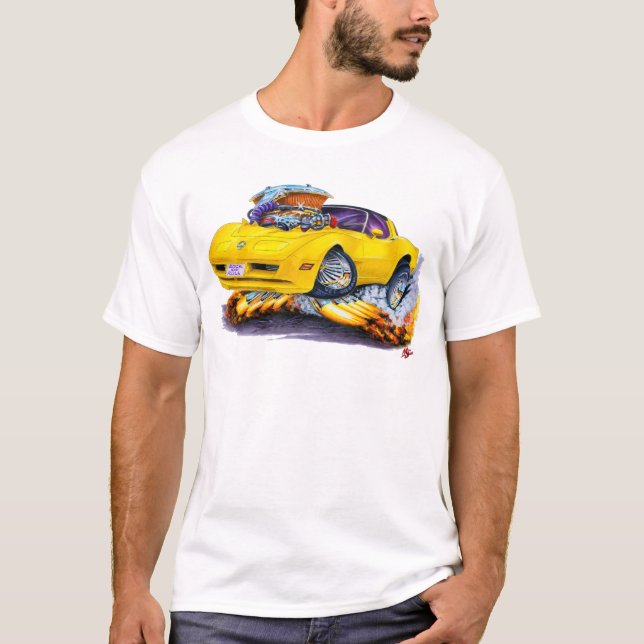 Gelbes Auto 1980-82 Korvette T-Shirt (Vorderseite)