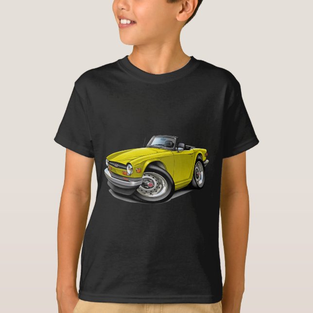 Gelbes Auto Triumphs TR6 T-Shirt (Vorderseite)