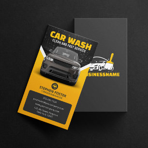 Gelbes Auto-Wasch- und Autodetailing-Mobil-Auto-Wa Visitenkarte