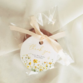Gelbes Baby in Blütenblütendusche Wildblume Geschenkanhänger