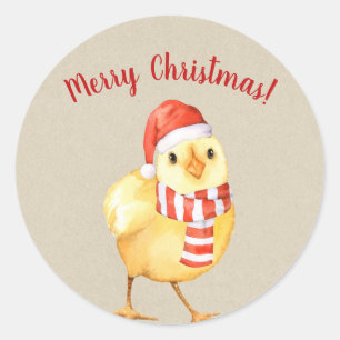 Gelbes Baby Küken Weihnachten Land Feiertag Benutz Runder Aufkleber