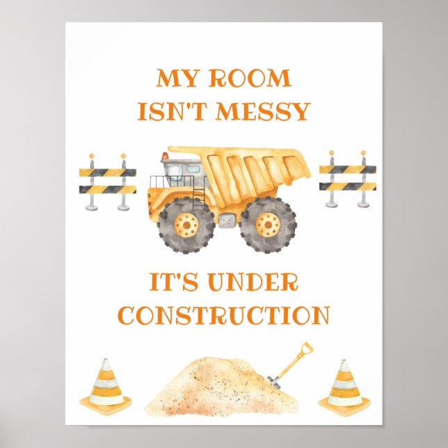 Gelbes Baulastwagen-Schild Poster (Vorne)