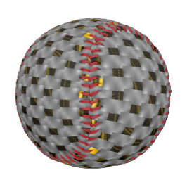 Gelbes Bild unter grauen Tellern, längliche Quadra Baseball