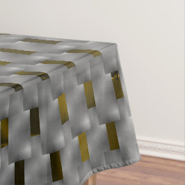 Gelbes Bild unter grauen Tellern, längliche Quadra Tischdecke