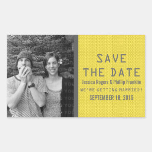 Gelbes Binärkode-Foto Save the Date Aufkleber