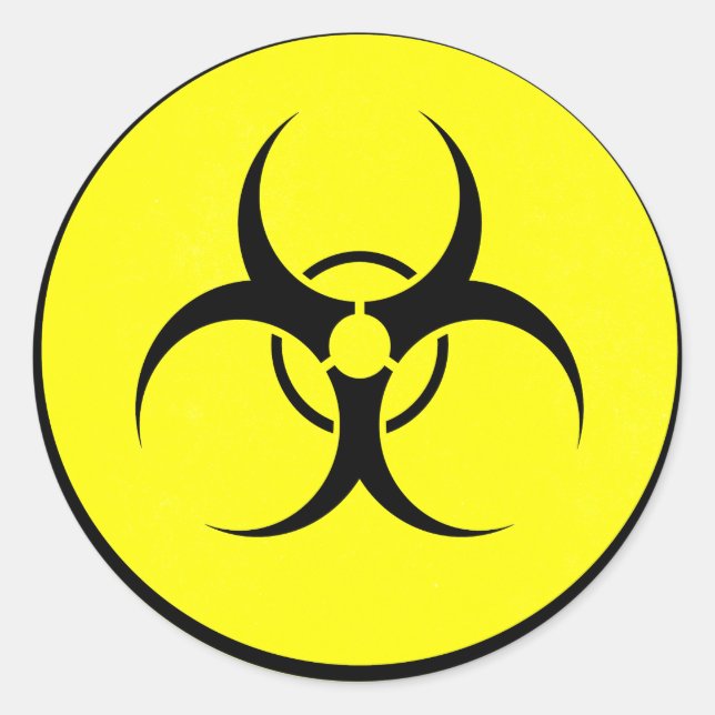 Gelbes Bio-Hazard-Logo Runder Aufkleber (Vorderseite)
