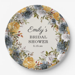 Gelbes blaues Brautparty Pappteller