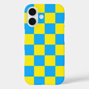 Gelbes blaues Schachbrettmuster für Karos iPhone 16 Hülle