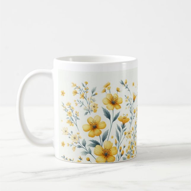 Gelbes Blossom Elegance - Blumencoffee Tasse (Links)
