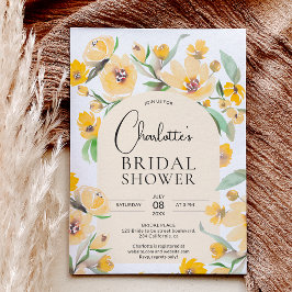 Gelbes blühendes Brautparty Einladung