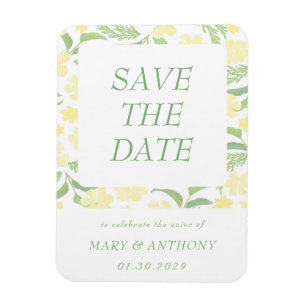 Gelbes Blumenaquarell Save-the-Date-Magnet Magnet
