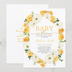 Gelbes Blumenbaby im Bloom Baby Dusche Einladung