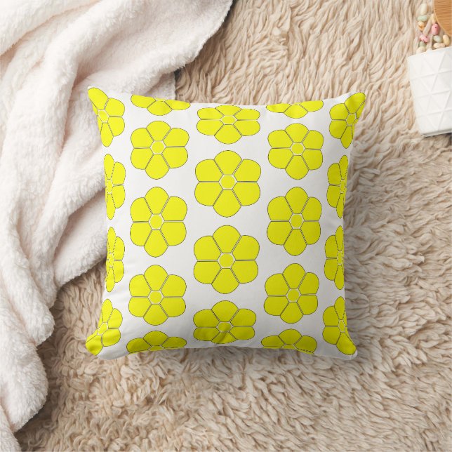 Gelbes Blumendesign Kissen (Decke)