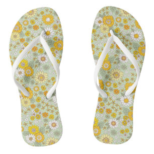 Gelbes Blumengartenmuster Flip Flops