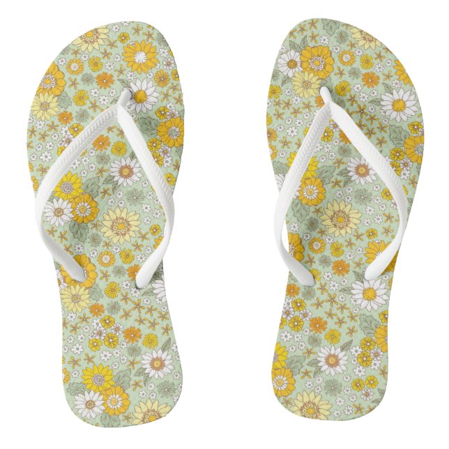 Gelbes Blumengartenmuster Flip Flops (Fußbett)