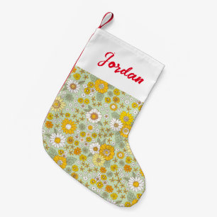 Gelbes Blumengartenmuster Kleiner Weihnachtsstrumpf