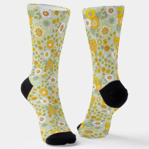 Gelbes Blumengartenmuster Socken