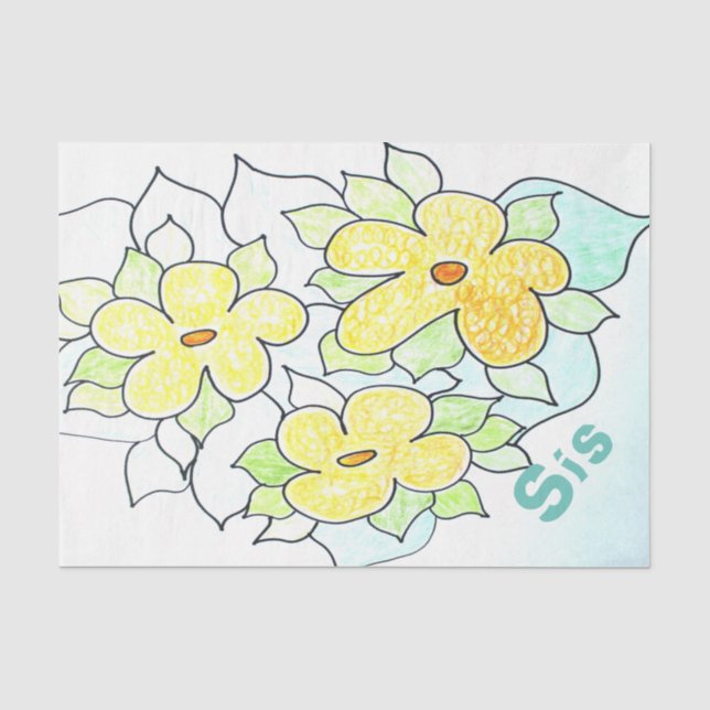 Gelbes Blumengewebe Seidenpapier (Vorderseite)