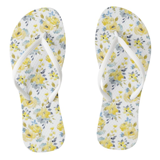 Gelbes Blumenmuster Flip Flops (Fußbett)