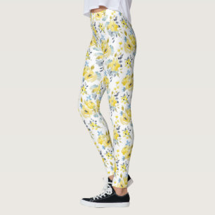 Gelbes Blumenmuster Leggings