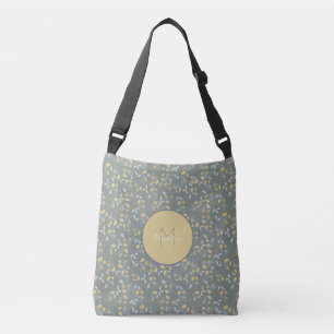 Gelbes Blumenmuster mit Monogramm Tragetaschen Mit Langen Trägern