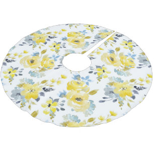 Gelbes Blumenmuster Polyester Weihnachtsbaumdecke