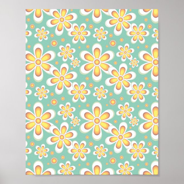 Gelbes Blumenmuster Poster (Vorne)