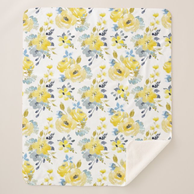 Gelbes Blumenmuster Sherpadecke (Vorderseite)