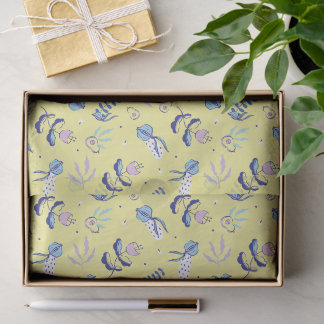 Gelbes Blumenmuster-Tissue-Papier Beschr Seidenpapier