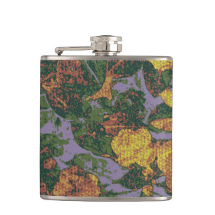 Gelbes Blumentarnungsmuster Flachmann