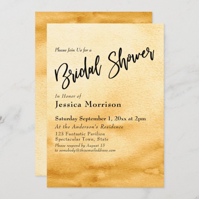 Gelbes Brautparty Einladung (Vorne/Hinten)