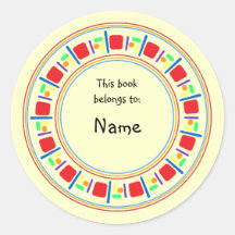 Gelbes Buchzeichen mit farbenfroher Grenze