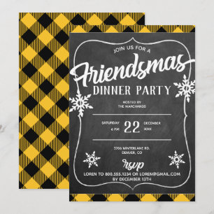 Gelbes Buffalo Kariert Friendsmas Party Einladung