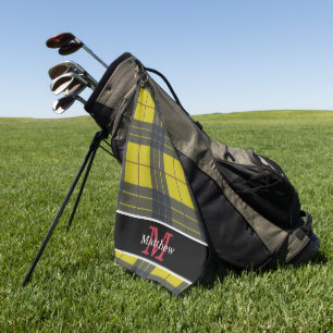 Gelbes Buffalo-Kariertes Muster Anfangsmonogramm Golfhandtuch