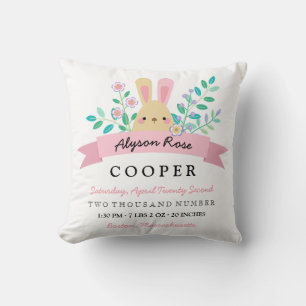 Gelbes Bunny & Blume Hübsche Geburtsstunde Kissen