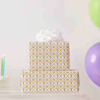 Gelbes Butterblumen-Blumen-Gitter-Wrap-Papier Geschenkpapier