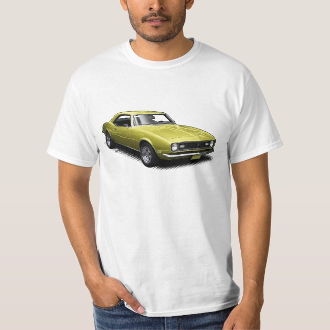Gelbes Camaro auf weißem T - Shirt (Vorderseite)